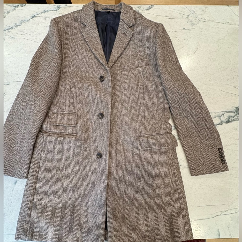 J.crew Men’s Ludlow Tweed Top coat Car coat 100% wool size 42